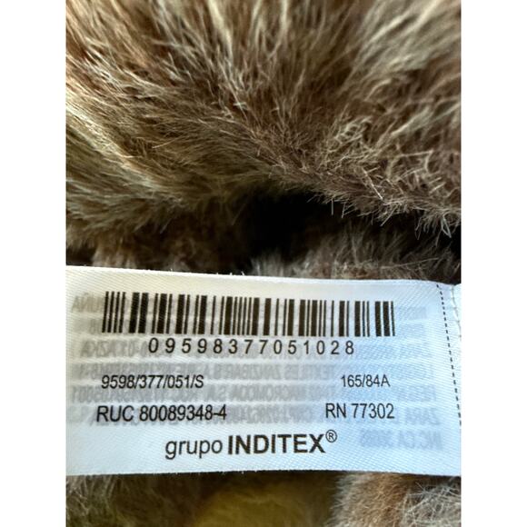 Zara Faux Fur Animal Print Jacquard Knit Cardigan Women’s Size S - Picture 12 of 12